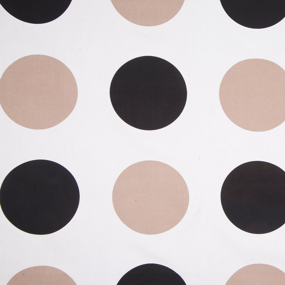 Off-White/Black/Taupe Polka Dots Canvas