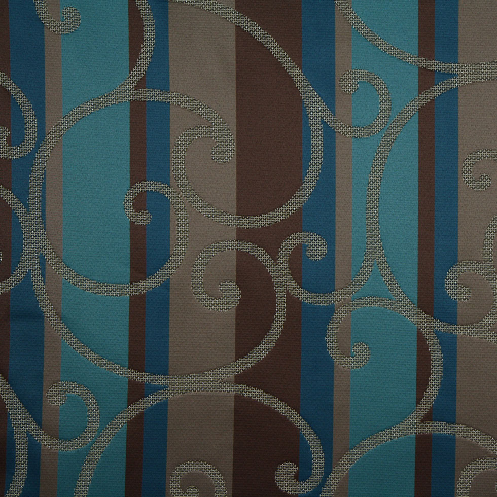 Teal/Constellation Blue/Chocolate/Taupe Swirls Woven