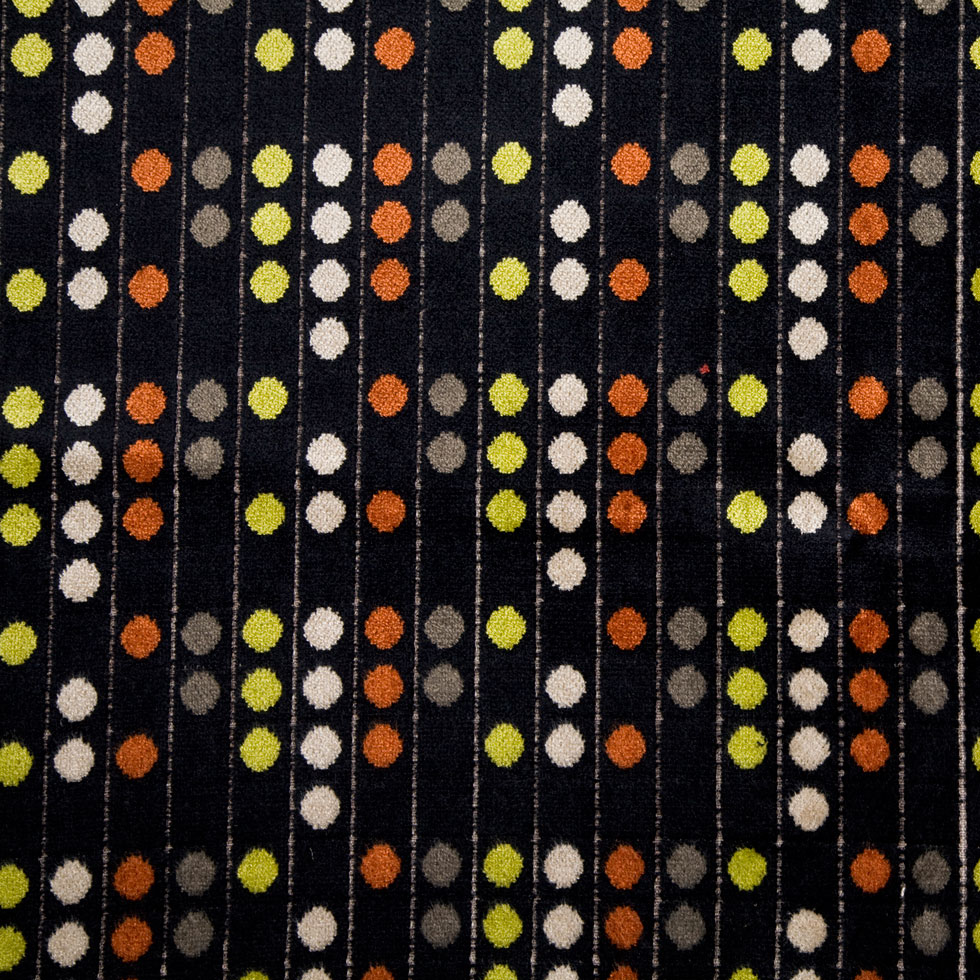 Stone/Black/Orange/Kiwi Polka Dots Chenille