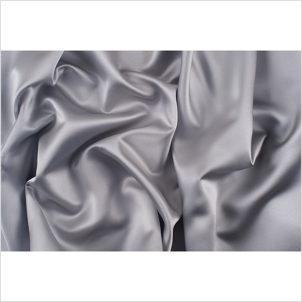 Silver Solid Polyester Satin - Full