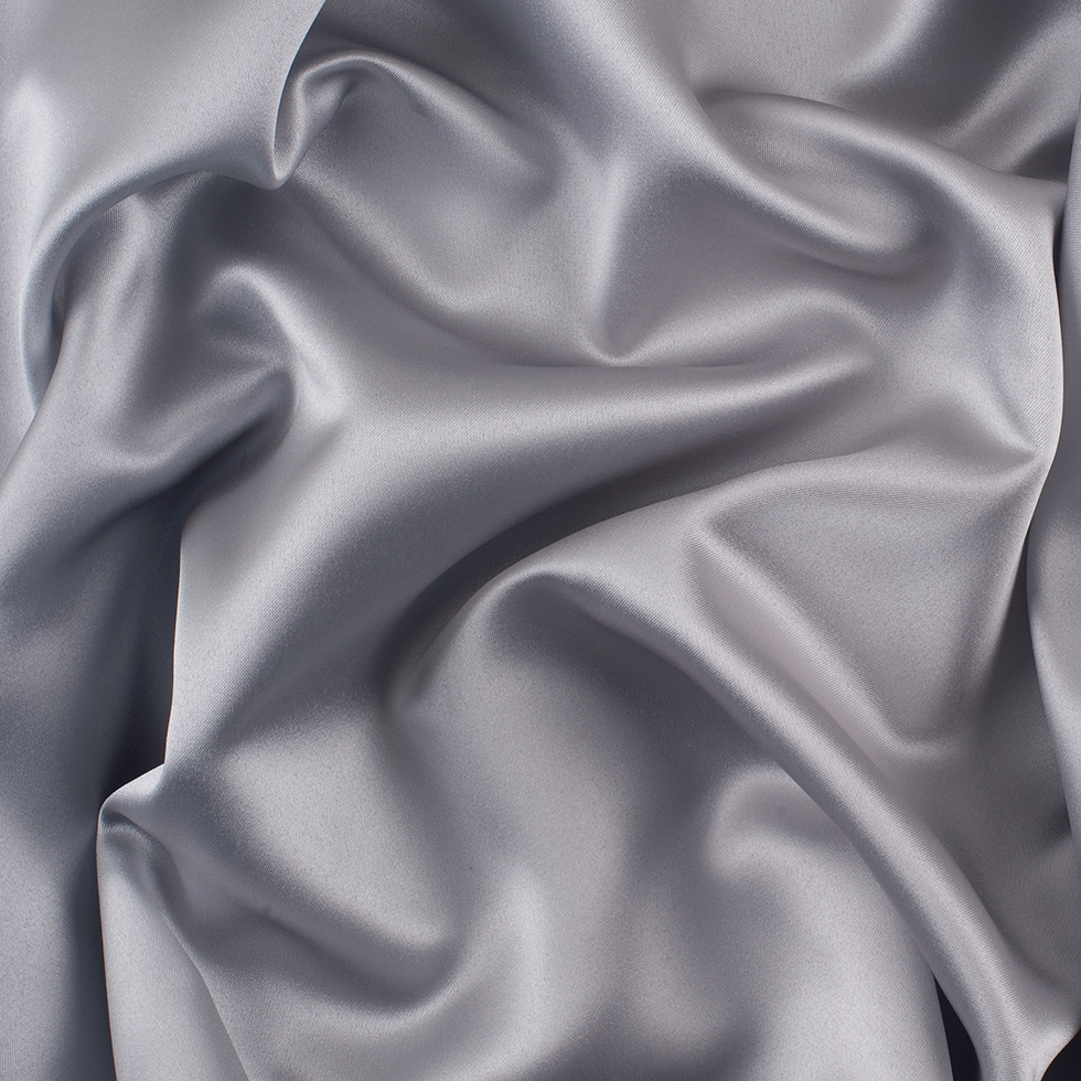 Silver Solid Polyester Satin