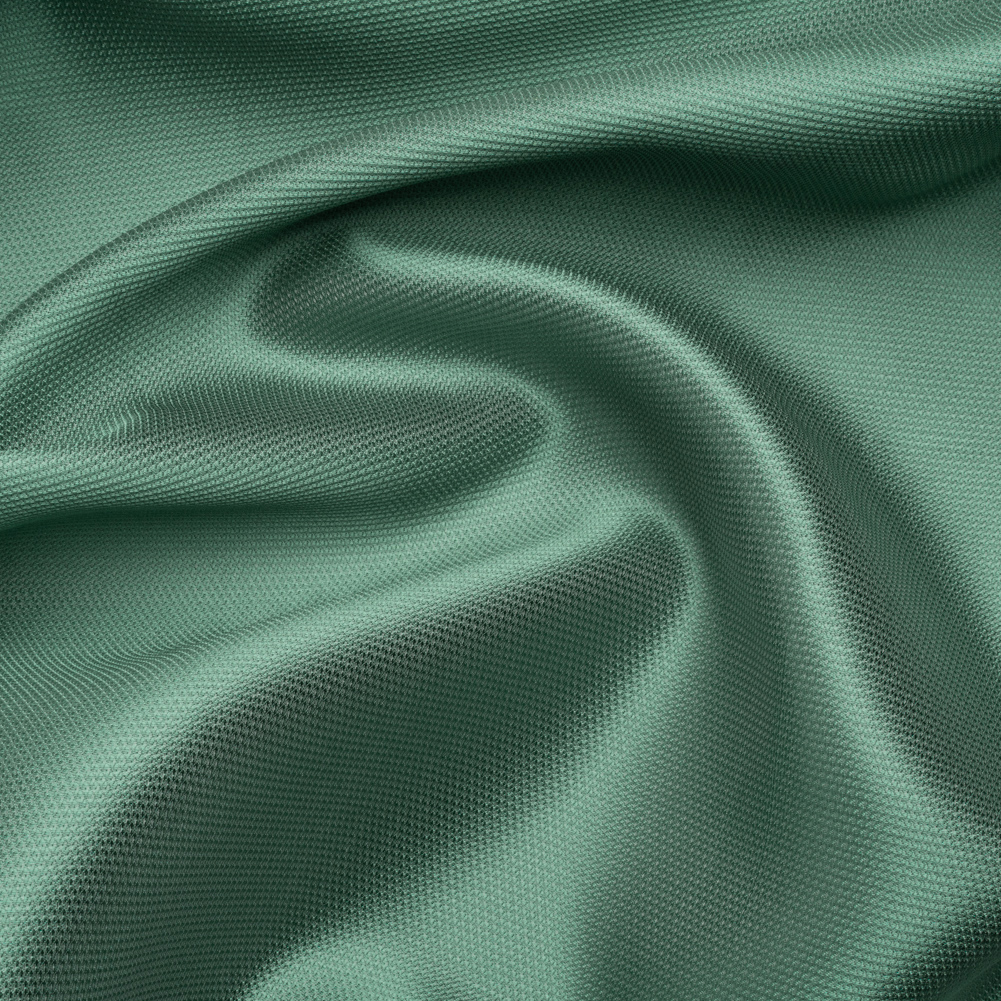 Italian Beryl Green Polyester and Silk Mikado Pique