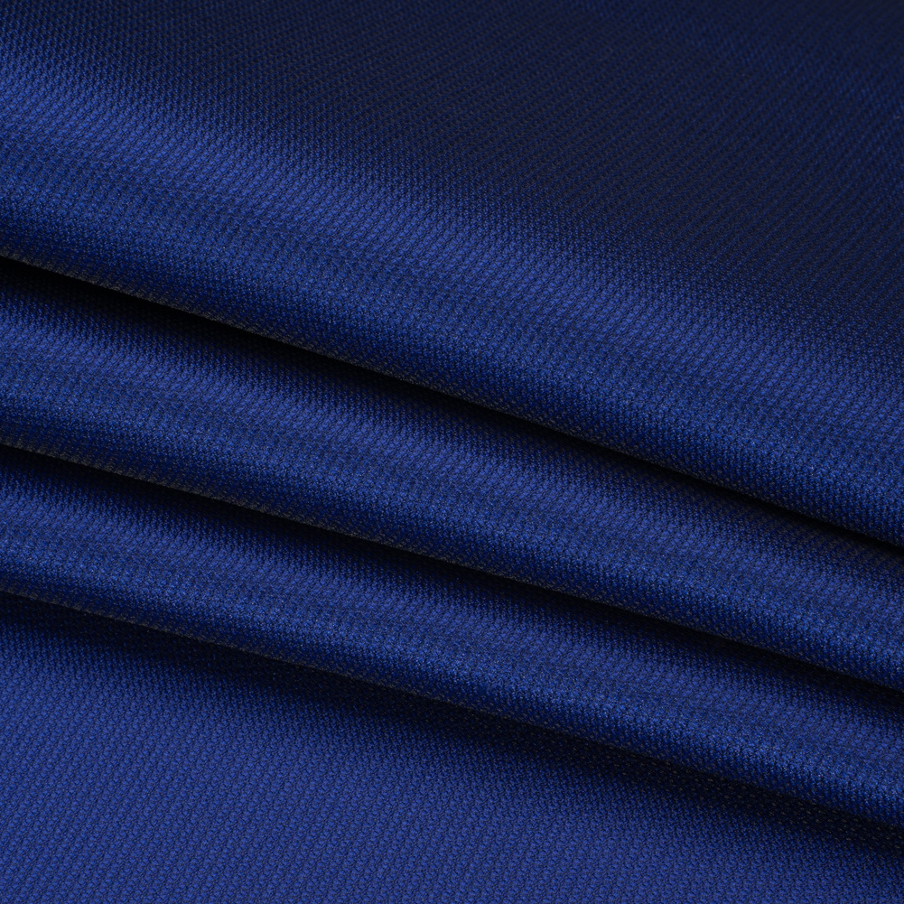 Italian Electric Blue Polyester and Silk Mikado Pique - Folded