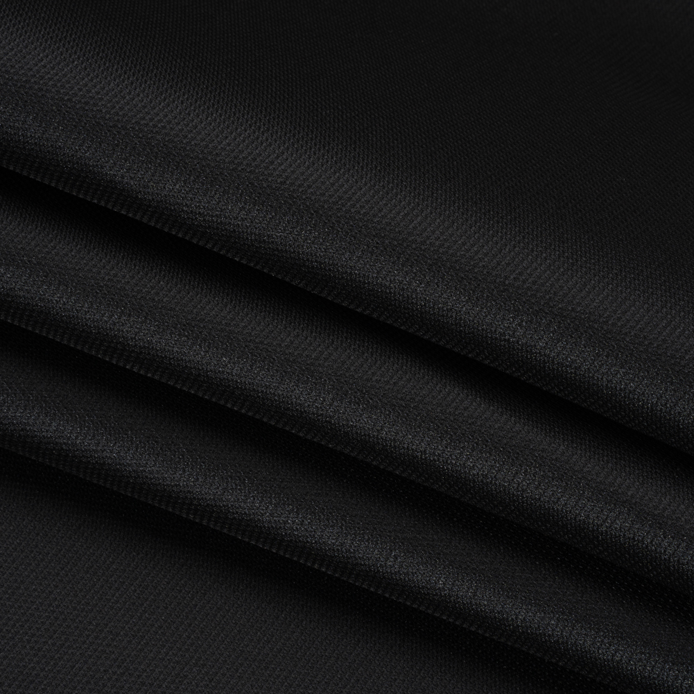 Italian Black Polyester and Silk Mikado Pique - Folded