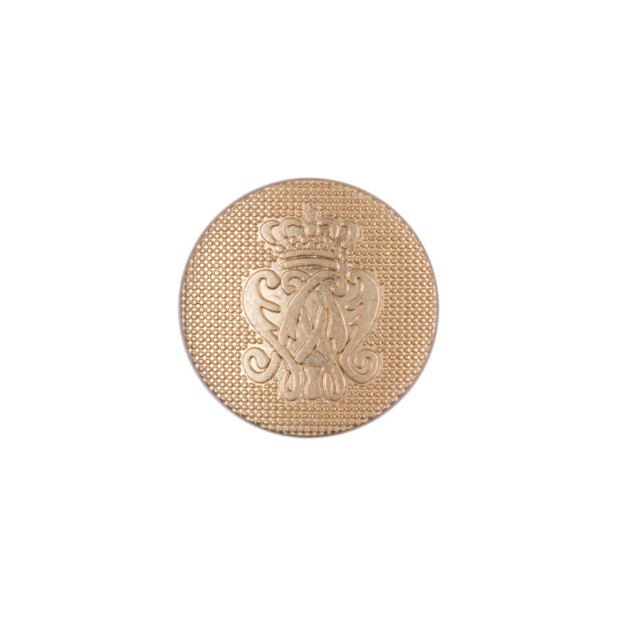 Gold Italian Crest Zamac Button - 24L/15mm | Mood Fabrics