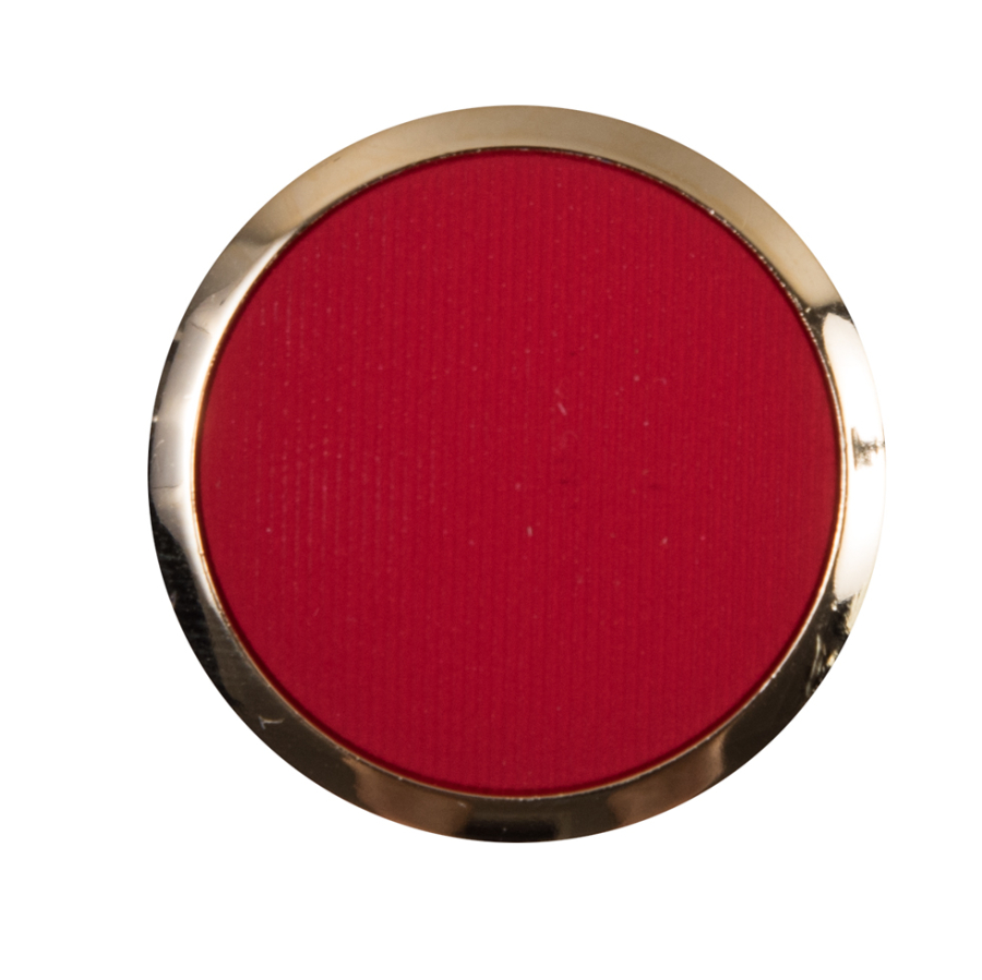 Italian Red and Gold Plastic Shank-Back Button - 44L/28mm | Mood Fabrics