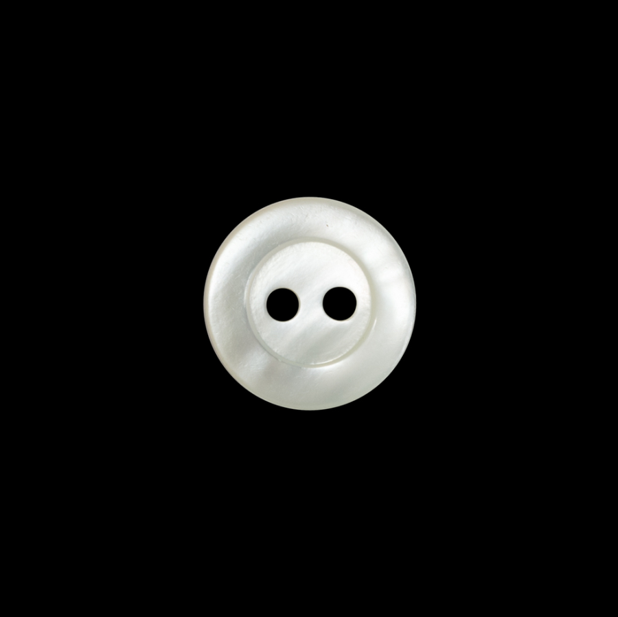 Ivory Iridescent 2-Hole Mother Of Pearl Button - 20L/13mm | Mood Fabrics