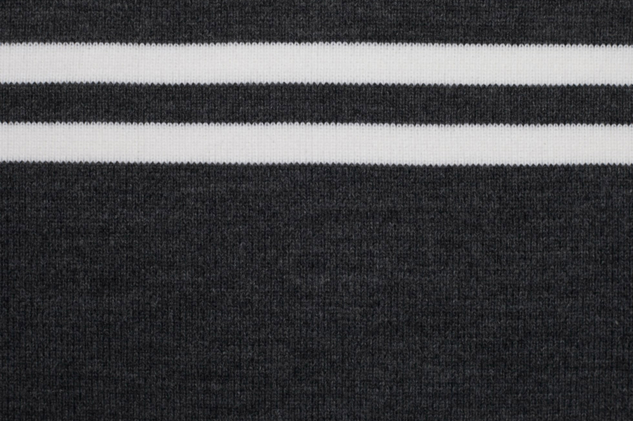 Dark Gray Striped Acrylic 6.5 x 64 Rib Knit Trim | Mood Fabrics