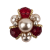Vintage Swarovski Siam, Pearl and Gold Floral Ornate Shank Back Button - 48L/30.5mm | Mood Fabrics