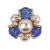 Vintage Swarovski Sapphire, Pearl and Gold Floral Ornate Shank Back Button - 48L/30.5mm | Mood Fabrics