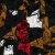 Red, Mustard and Black Flocked Flowers on Geometric Printed Viscose Woven | Mood Fabrics