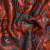 Metallic Red, Burnt Orange and Navy Organic Flow Luxury Brocade | Mood Fabrics