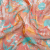 Turquoise, Peach and Orange Ornamental Gardens Crinkled Silk Chiffon | Mood Fabrics