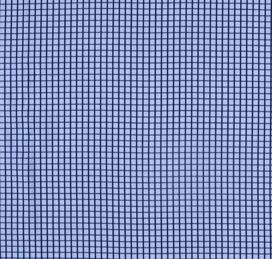 Blue and Navy Checked Cotton Shirting | Mood Fabrics