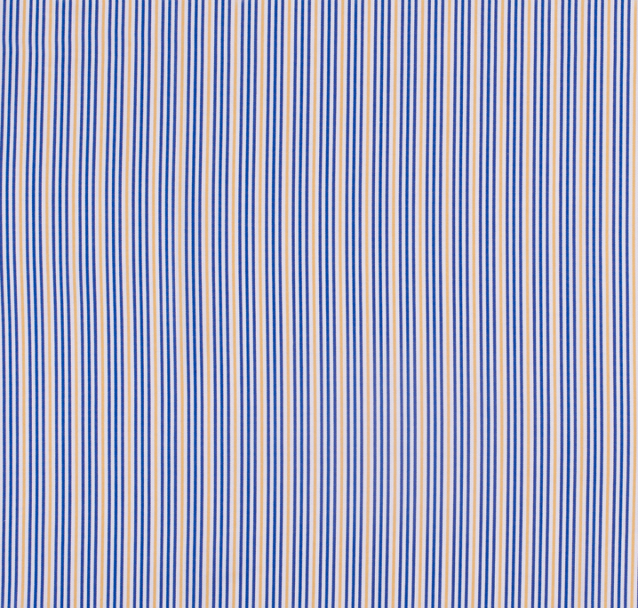 Denim Blue/Canary Yellow Striped Cotton Shirting | Mood Fabrics