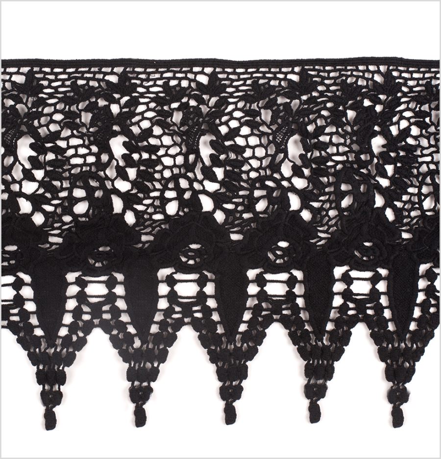 10 Italian Black Cotton Guipure Lace | Mood Fabrics