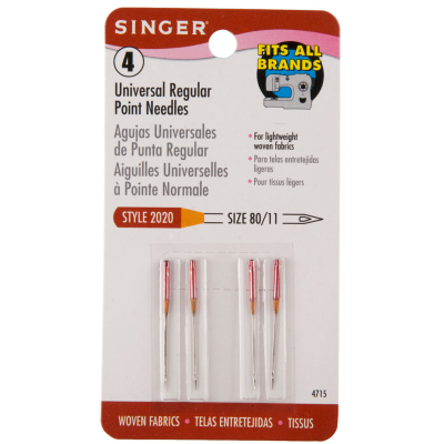Singer Universal Regular Point Machine Needles Size 80/11 | Mood Fabrics