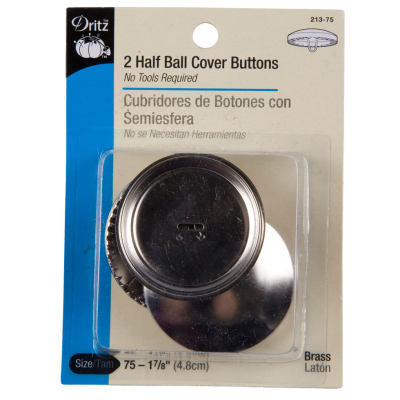 Dritz 2 Half Ball Cover Buttons Size 75 - 1.875