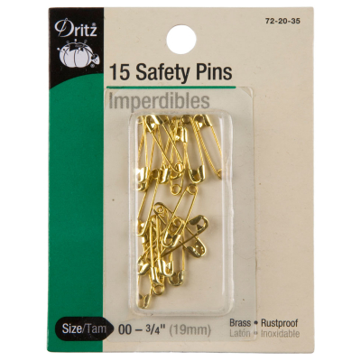 DritzBrass Safety Pins Size 00-3/4
