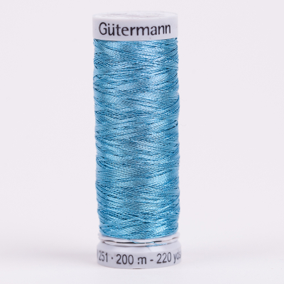 143 Crystal Blue 200m Gutermann Metallic Thread | Mood Fabrics