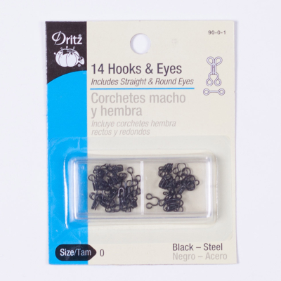 Dritz 14 Black Hooks & Eyes - Size 0 | Mood Fabrics