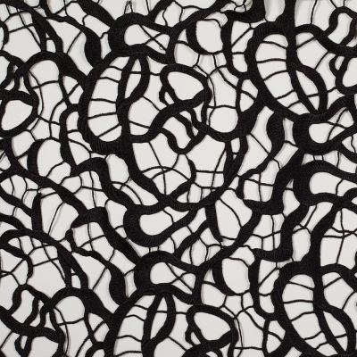Metallic Black Abstract Guipure Lace Fabric | Mood Fabrics