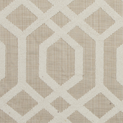 Natural Polyester Woven with a Geometric Faux-Chenille Design | Mood Fabrics