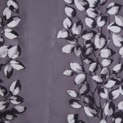 Gray and Black Columns of Leaves Brocade | Mood Fabrics