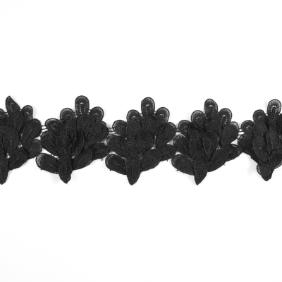 Metallic Black 3D Lace Trim - 5.5