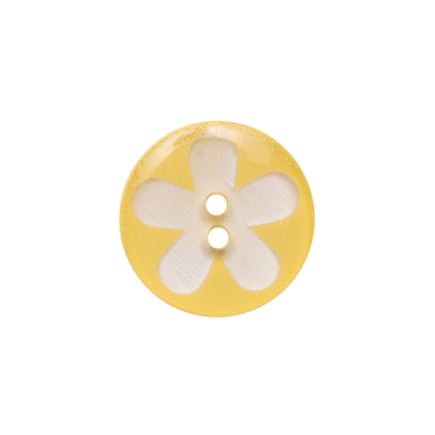 Italian Yellow Floral Plastic Button - 24L/15mm | Mood Fabrics