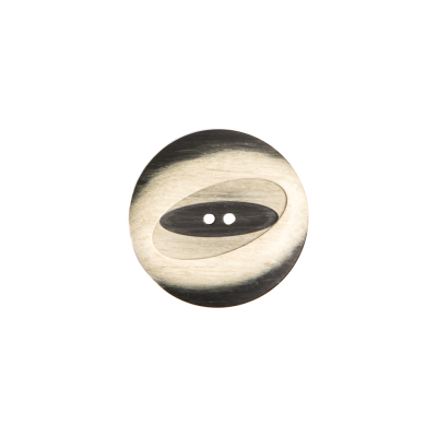 Italian Greige and Charcoal 2-Hole Plastic Button - 28L/18mm | Mood Fabrics
