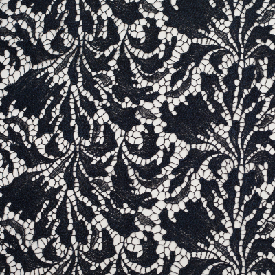 Black Iris Floral Re-embroidered Lace | Mood Fabrics