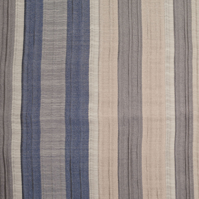 Indian Blue/Beige Striped Poly/Cotton Brocade | Mood Fabrics
