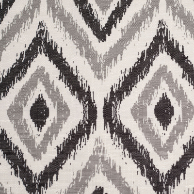 Spanish Black/Gray Ikat-Like Geometric Poly/Cotton Canvas | Mood Fabrics