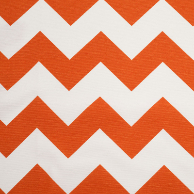 Spanish Orange/White Geometric Poly-Cotton Woven | Mood Fabrics