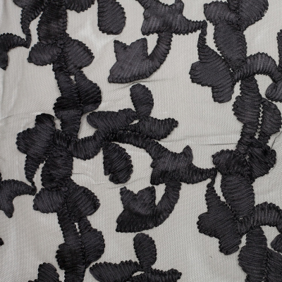 Black Ribbon Embroidered Netting | Mood Fabrics