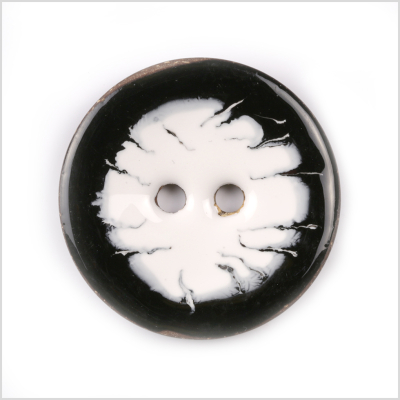 White and Black 2-Hole Coconut Button - 80L/50.8mm | Mood Fabrics