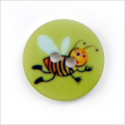 Green Kids Bumblebee Button - 24L/15mm | Mood Fabrics