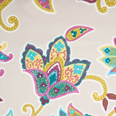 Spanish Beige Floral Cotton-Polyester Print | Mood Fabrics