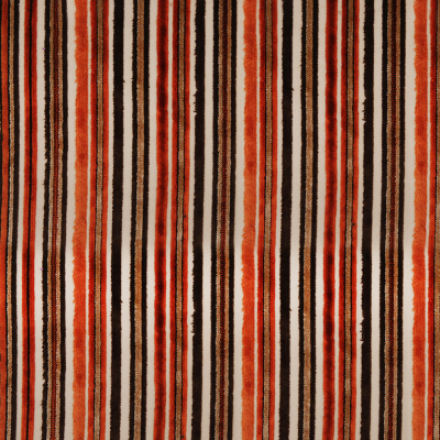 Orange Laser-Cut Striped Polyester Velvet | Mood Fabrics