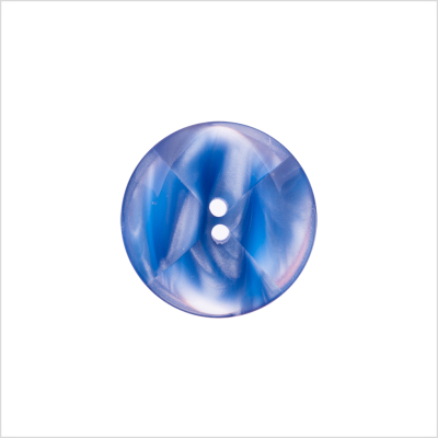 Italian Blue Abstract Semi-Clear 2-Hole Plastic Button - 28L/18mm | Mood Fabrics