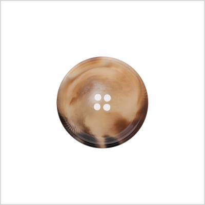 Italian Shiny Light Brown Rimmed 4-Hole Button - 40L/25.5mm | Mood Fabrics