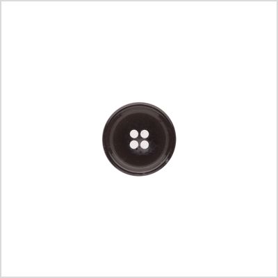 Italian Shiny Black Rimmed 4-Hole Button - 24L/15mm | Mood Fabrics