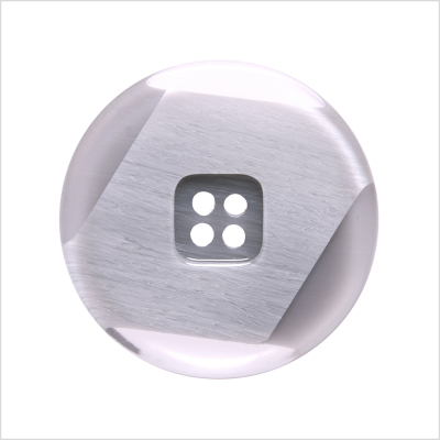 Italian Silver Abstract Semi-Clear 2-Hole Plastic Button - 44L/28mm | Mood Fabrics