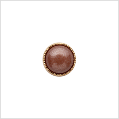 Italian Brown/Gold Shank Back Button - 16L/10mm | Mood Fabrics