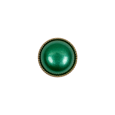 Italian Green and Gold Edged Shank Back Button - 20L/12.5mm | Mood Fabrics