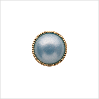 Italian Light Blue and Gold Edged Shank Back Button - 20L/12.5mm | Mood Fabrics