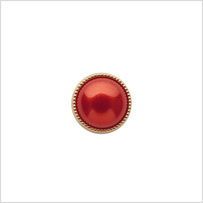 Italian Red/Gold Shank Back Button - 16L/10mm | Mood Fabrics