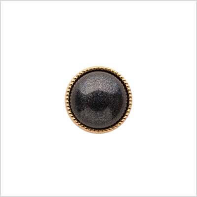 Italian Charcoal/Gold Shank Back Button - 18L/11.5mm | Mood Fabrics