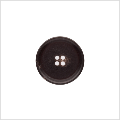 Italian Matte Brown Rimmed 4-Hole Button - 36L/23mm | Mood Fabrics
